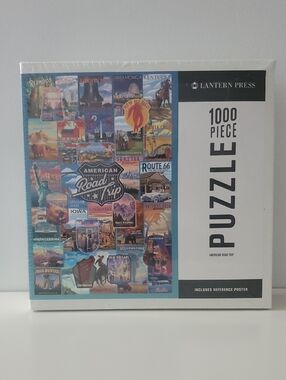 Lantern Press 1000-Piece 'American Road Trip' Puzzle - Colorful Collage NIB